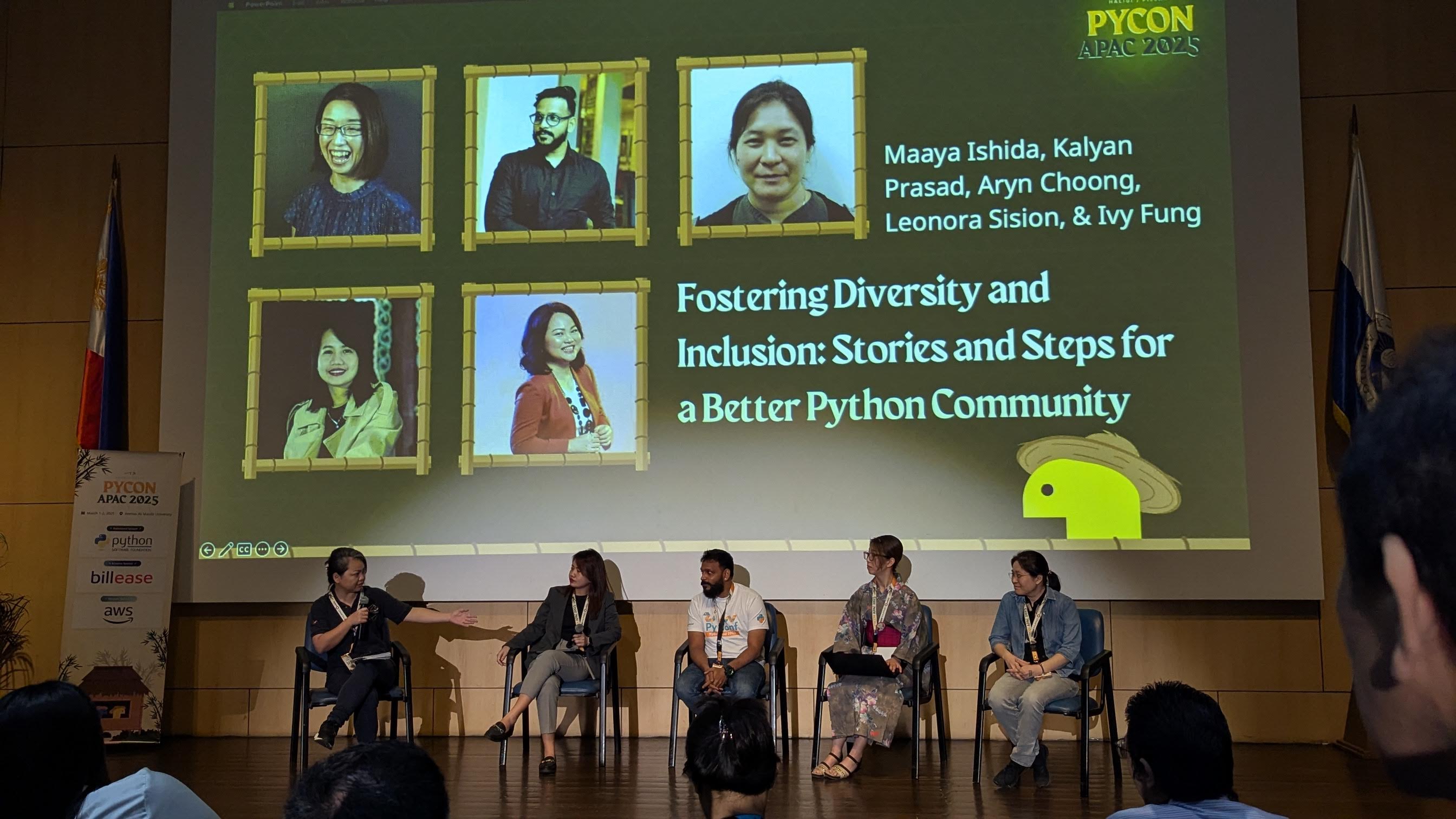 Panelists discussing diversity and inclusion at PyCon APAC 2025