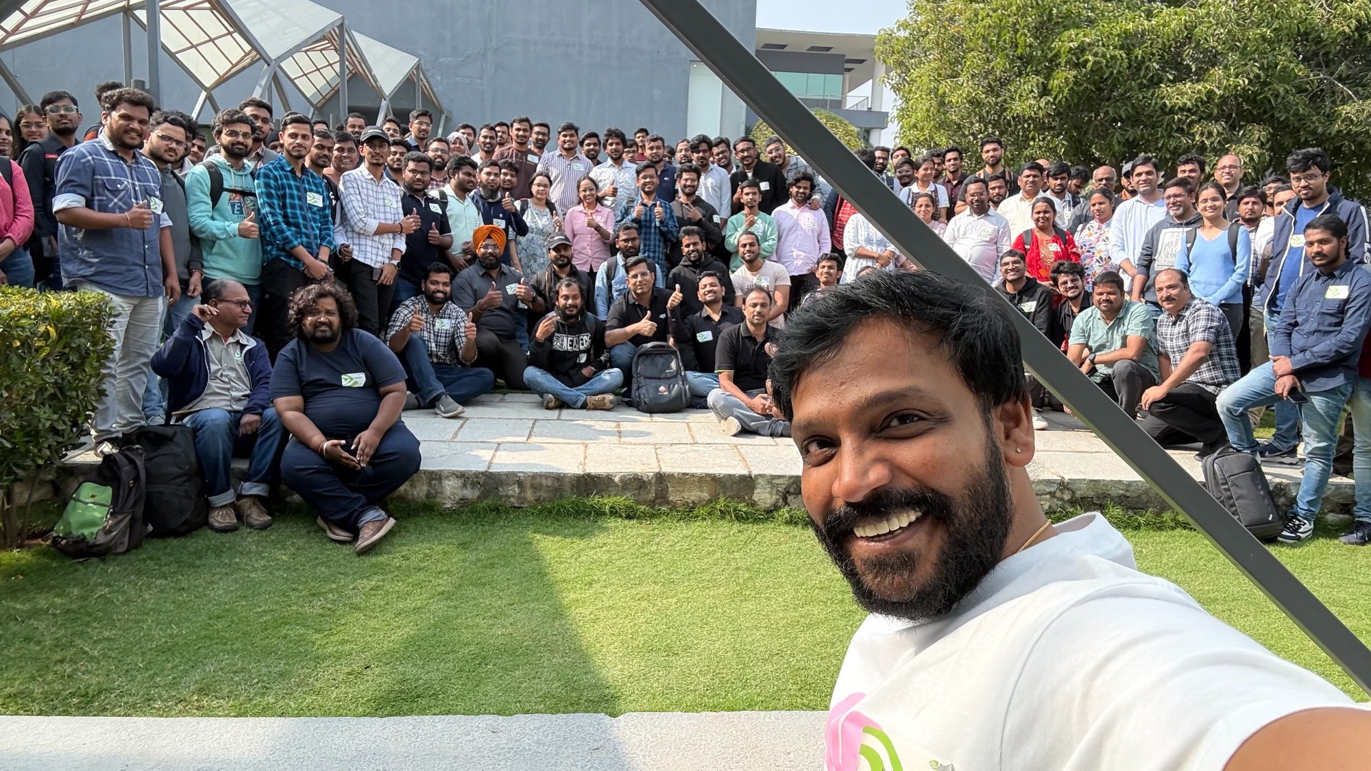 Kalyan Prasad with members of a technology community meetup.
