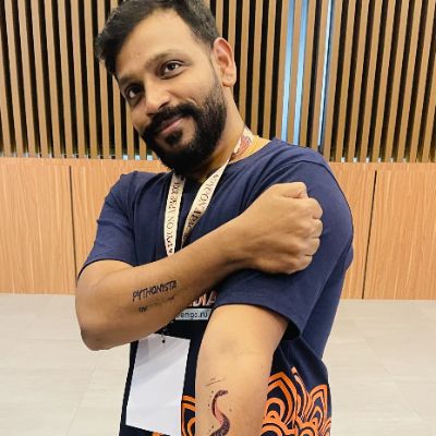 Kalyan Prasad at a Python community event